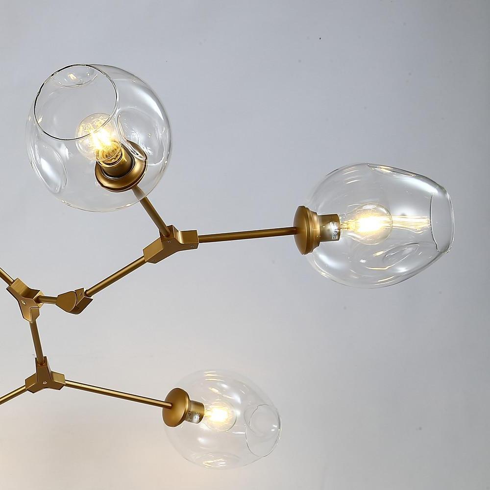 Contemporary Geometrical LED Glass Chandelier with 3 Oval Shades for Living Room