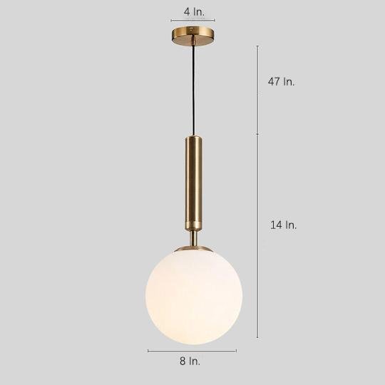 Contemporary Globe Glass Pendant Light with Electroplated Metal Frame and Adjustable Hanging Cord
