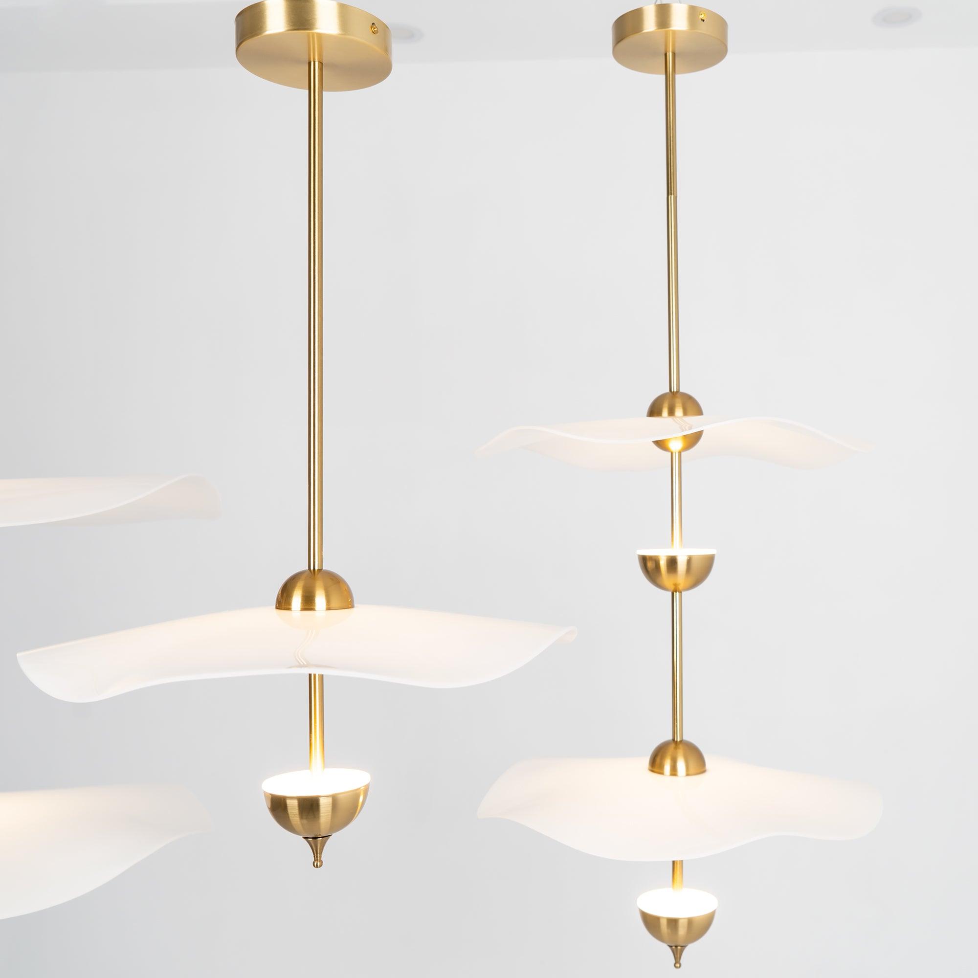 Contemporary Gold Double Biscuit LED Pendant Light for Modern Dining Room Lighting