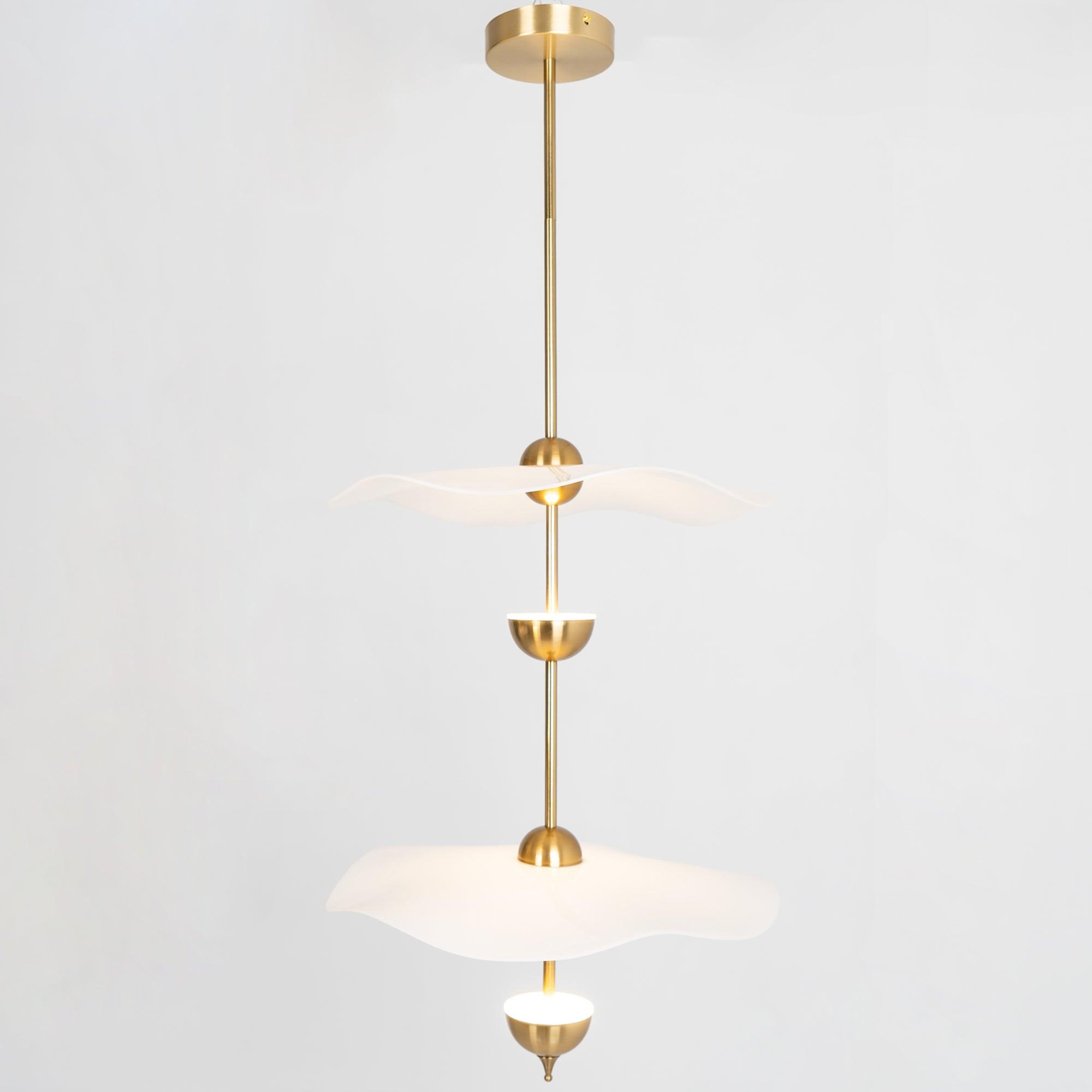 Contemporary Gold Double Biscuit LED Pendant Light for Modern Dining Room Lighting