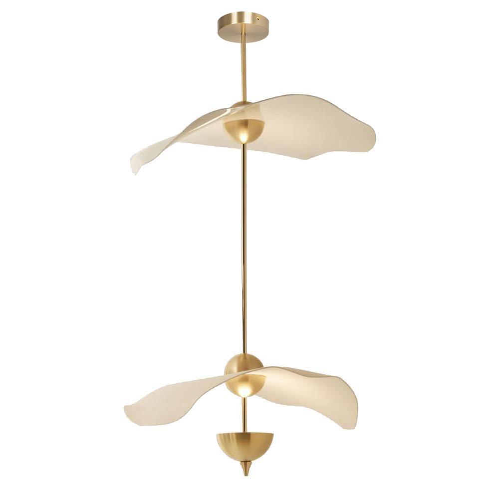 Contemporary Gold Double Biscuit LED Pendant Light for Modern Dining Room Lighting