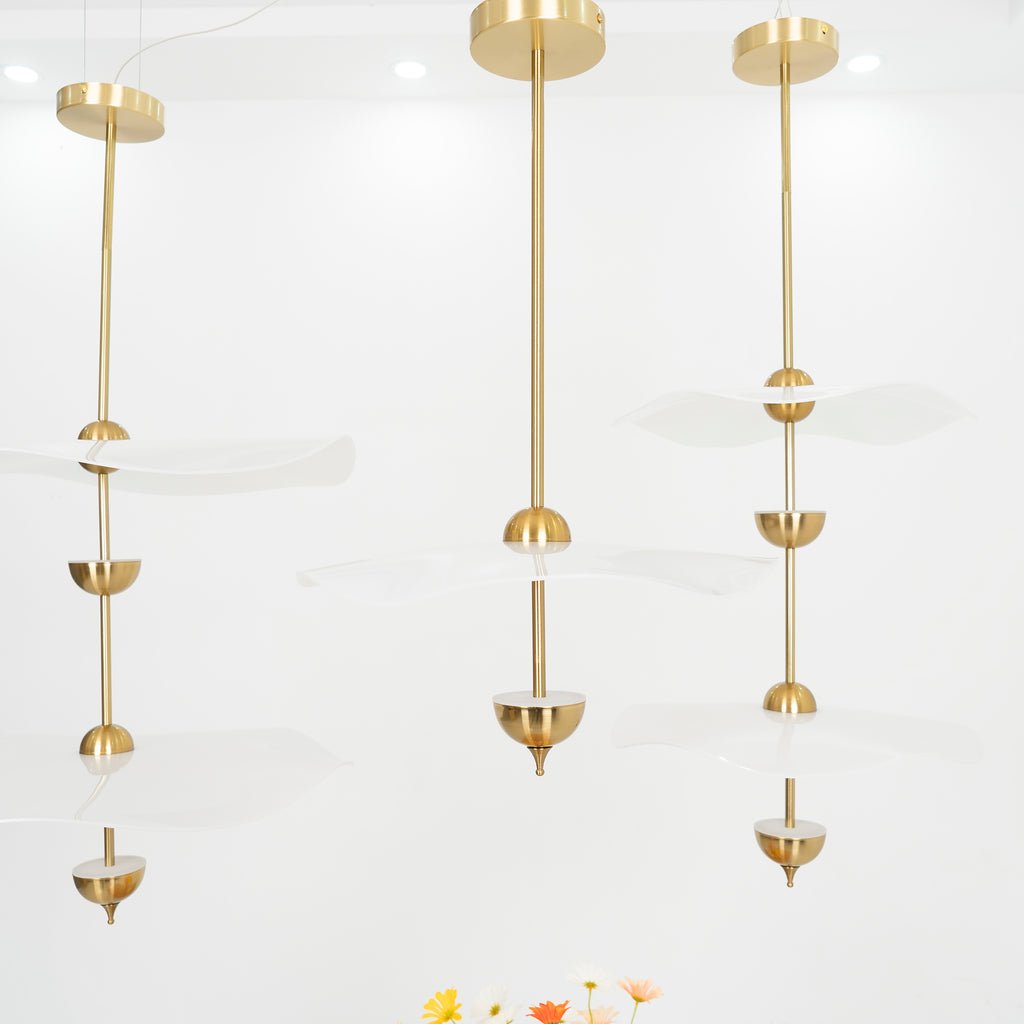 Contemporary Gold Double Biscuit LED Pendant Light for Modern Dining Room Lighting