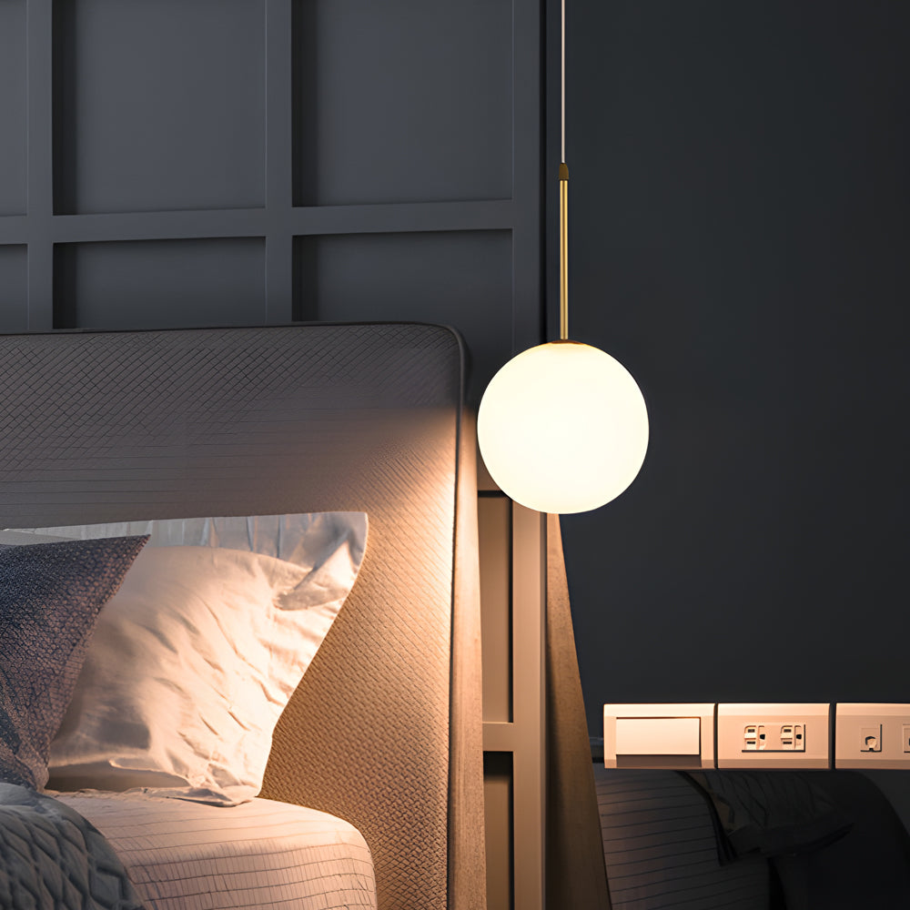 Contemporary Gold Globe Pendant Lighting with White Frosted Glass Shades for Kitchen