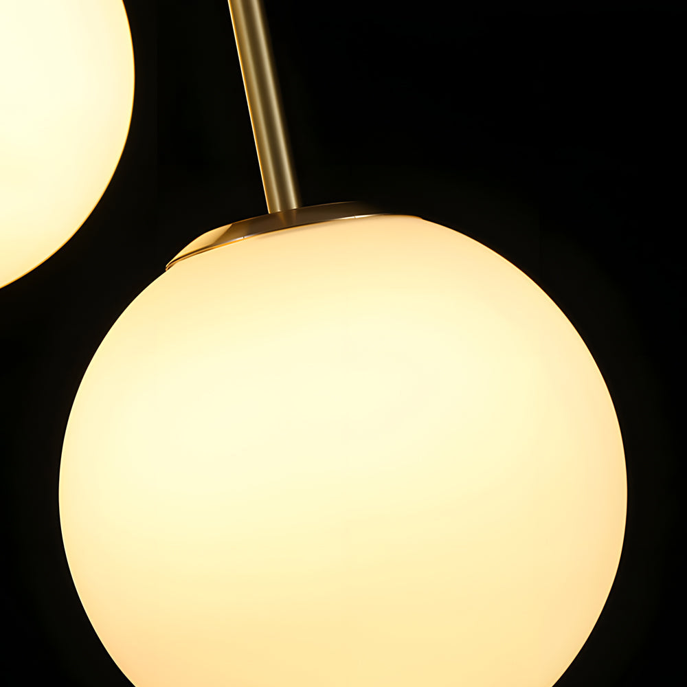 Contemporary Gold Globe Pendant Lighting with White Frosted Glass Shades for Kitchen