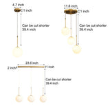 Contemporary Gold Globe Pendant Lighting with White Frosted Glass Shades for Kitchen