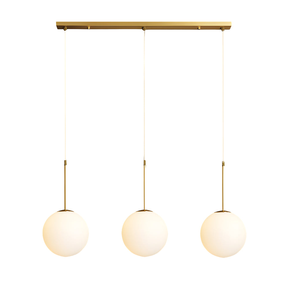 Contemporary Gold Globe Pendant Lighting with White Frosted Glass Shades for Kitchen
