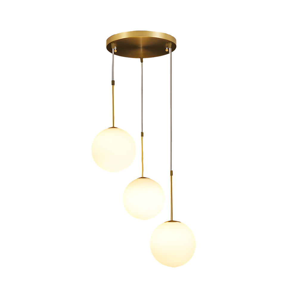Contemporary Gold Globe Pendant Lighting with White Frosted Glass Shades for Kitchen