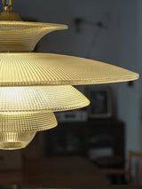 Contemporary Gold Metal Grid Glass Pendant Light for Modern Interiors