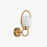 Contemporary Halo Metal Wall Light Fixture Gold Finish Indoor Glass Ball Lamp