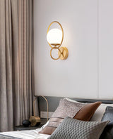 Contemporary Halo Metal Wall Light Fixture Gold Finish Indoor Glass Ball Lamp