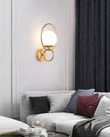 Contemporary Halo Metal Wall Light Fixture Gold Finish Indoor Glass Ball Lamp