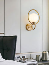 Contemporary Halo Metal Wall Light Fixture Gold Finish Indoor Glass Ball Lamp
