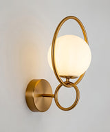 Contemporary Halo Metal Wall Light Fixture Gold Finish Indoor Glass Ball Lamp