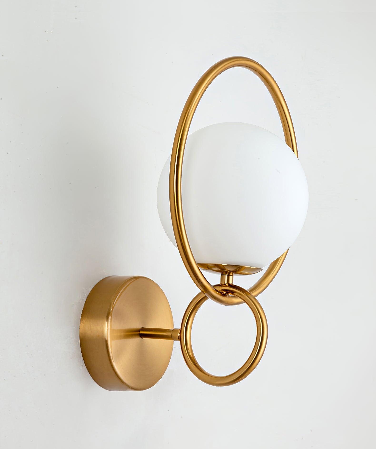 Contemporary Halo Metal Wall Light Fixture Gold Finish Indoor Glass Ball Lamp