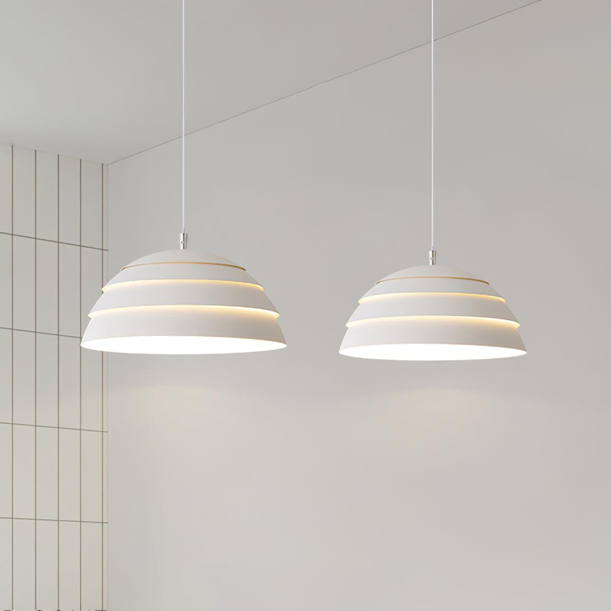 Contemporary Industrial White Metal Pendant Light with Adjustable Hanging Cable for Indoor Use