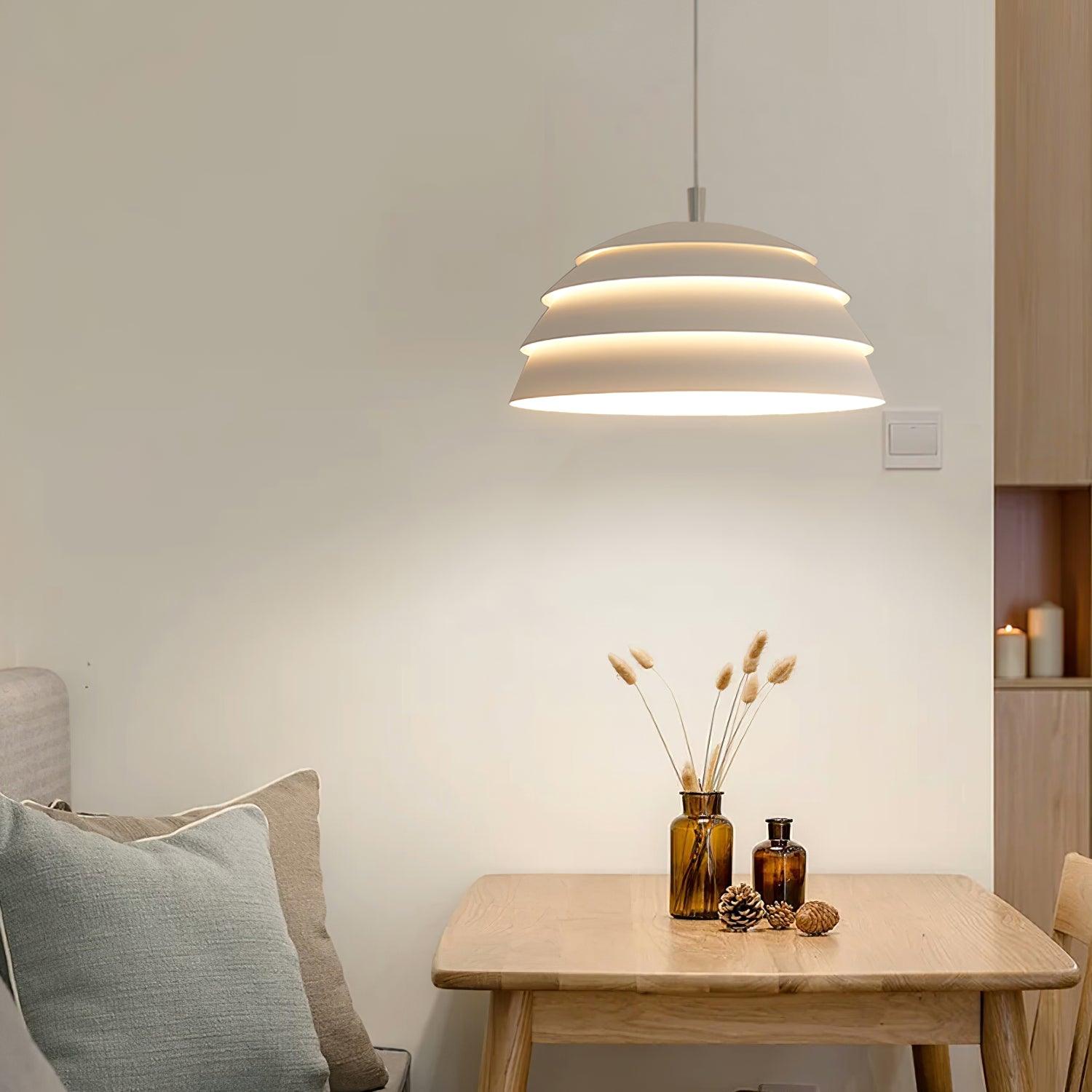 Contemporary Industrial White Metal Pendant Light with Adjustable Hanging Cable for Indoor Use