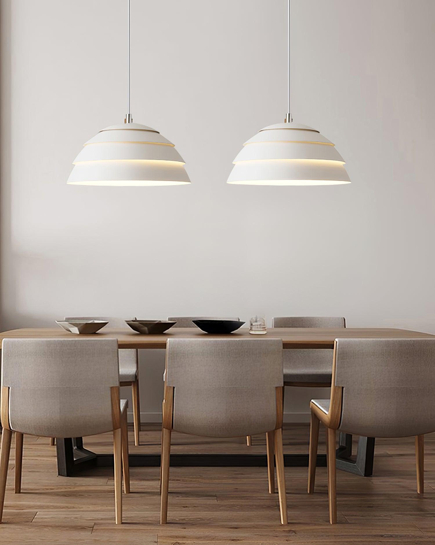 Contemporary Industrial White Metal Pendant Light with Adjustable Hanging Cable for Indoor Use