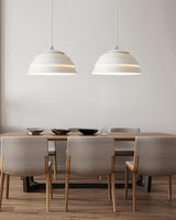 Contemporary Industrial White Metal Pendant Light with Adjustable Hanging Cable for Indoor Use