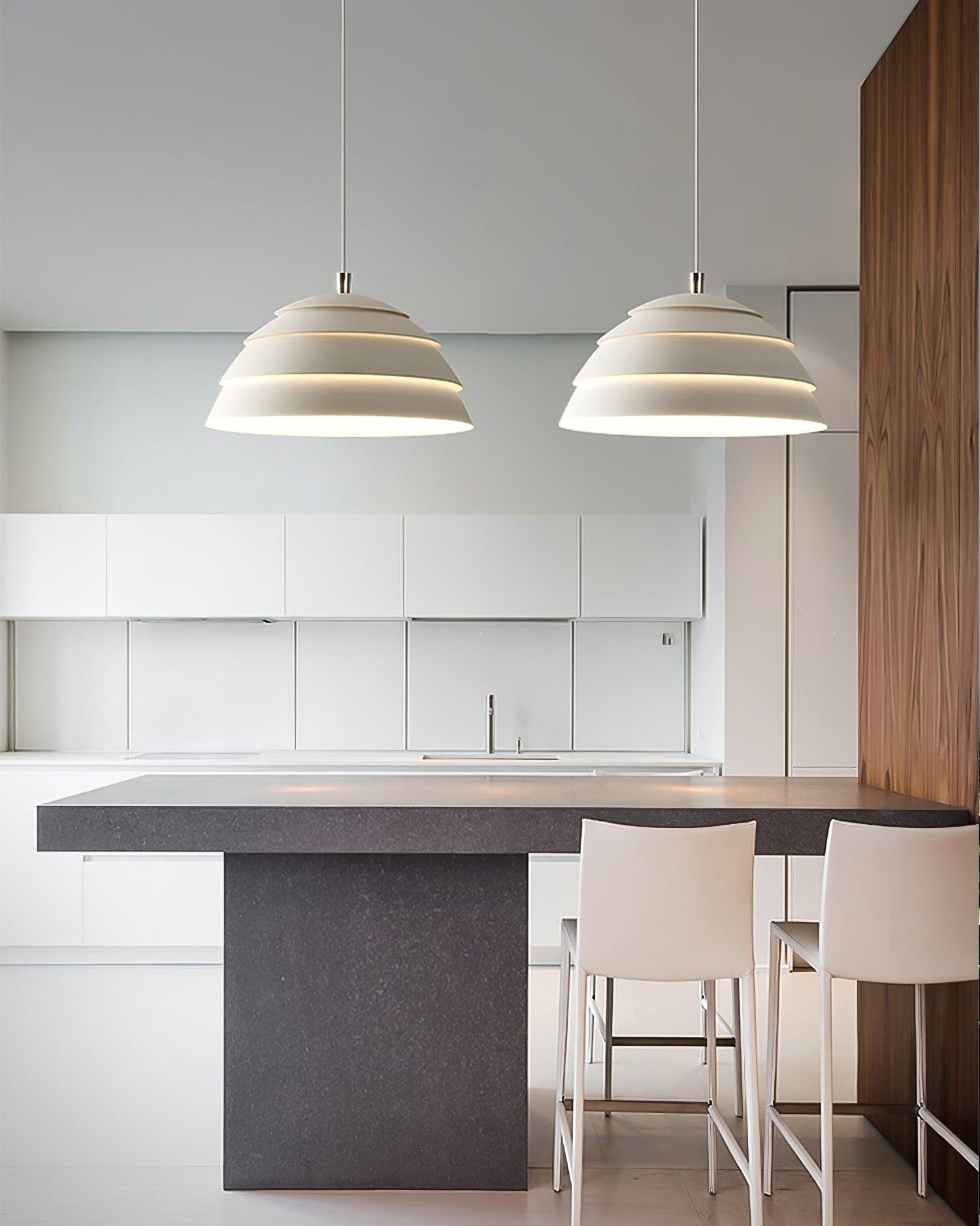 Contemporary Industrial White Metal Pendant Light with Adjustable Hanging Cable for Indoor Use