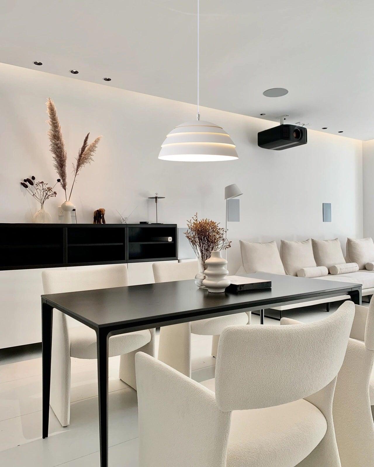Contemporary Industrial White Metal Pendant Light with Adjustable Hanging Cable for Indoor Use