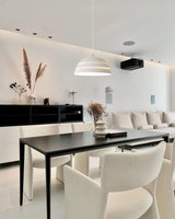 Contemporary Industrial White Metal Pendant Light with Adjustable Hanging Cable for Indoor Use