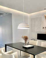 Contemporary Industrial White Metal Pendant Light with Adjustable Hanging Cable for Indoor Use