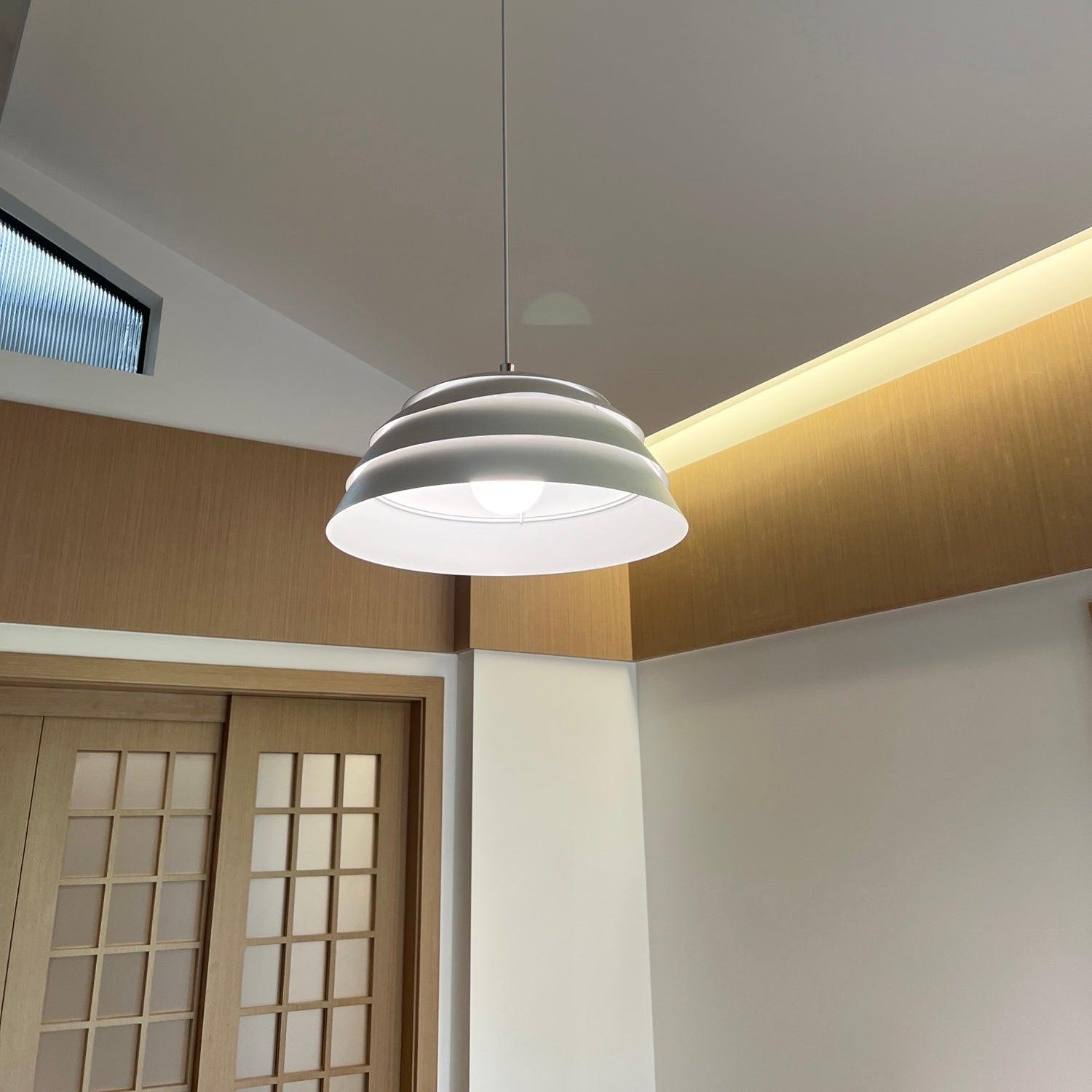 Contemporary Industrial White Metal Pendant Light with Adjustable Hanging Cable for Indoor Use