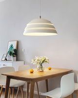 Contemporary Industrial White Metal Pendant Light with Adjustable Hanging Cable for Indoor Use