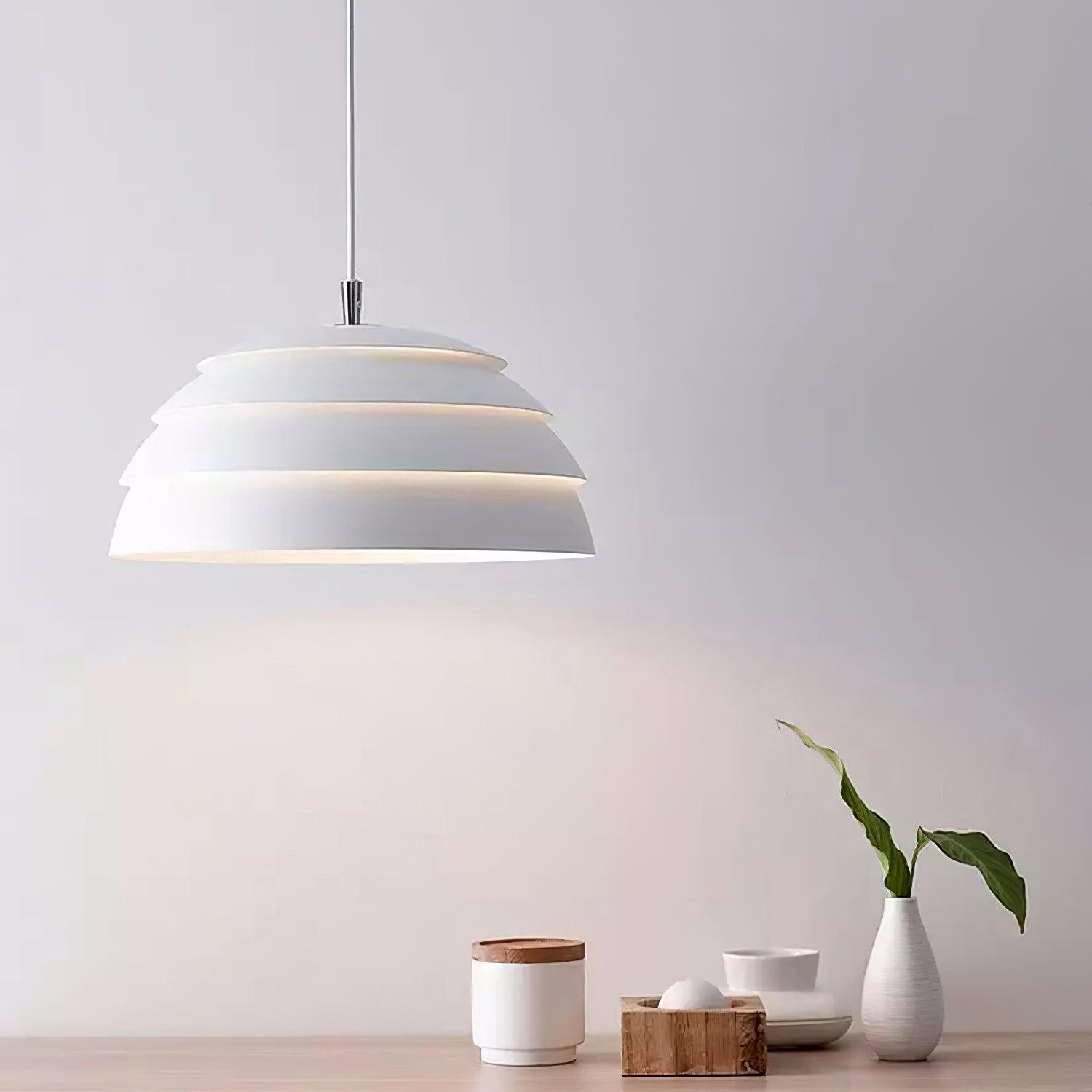 Contemporary Industrial White Metal Pendant Light with Adjustable Hanging Cable for Indoor Use