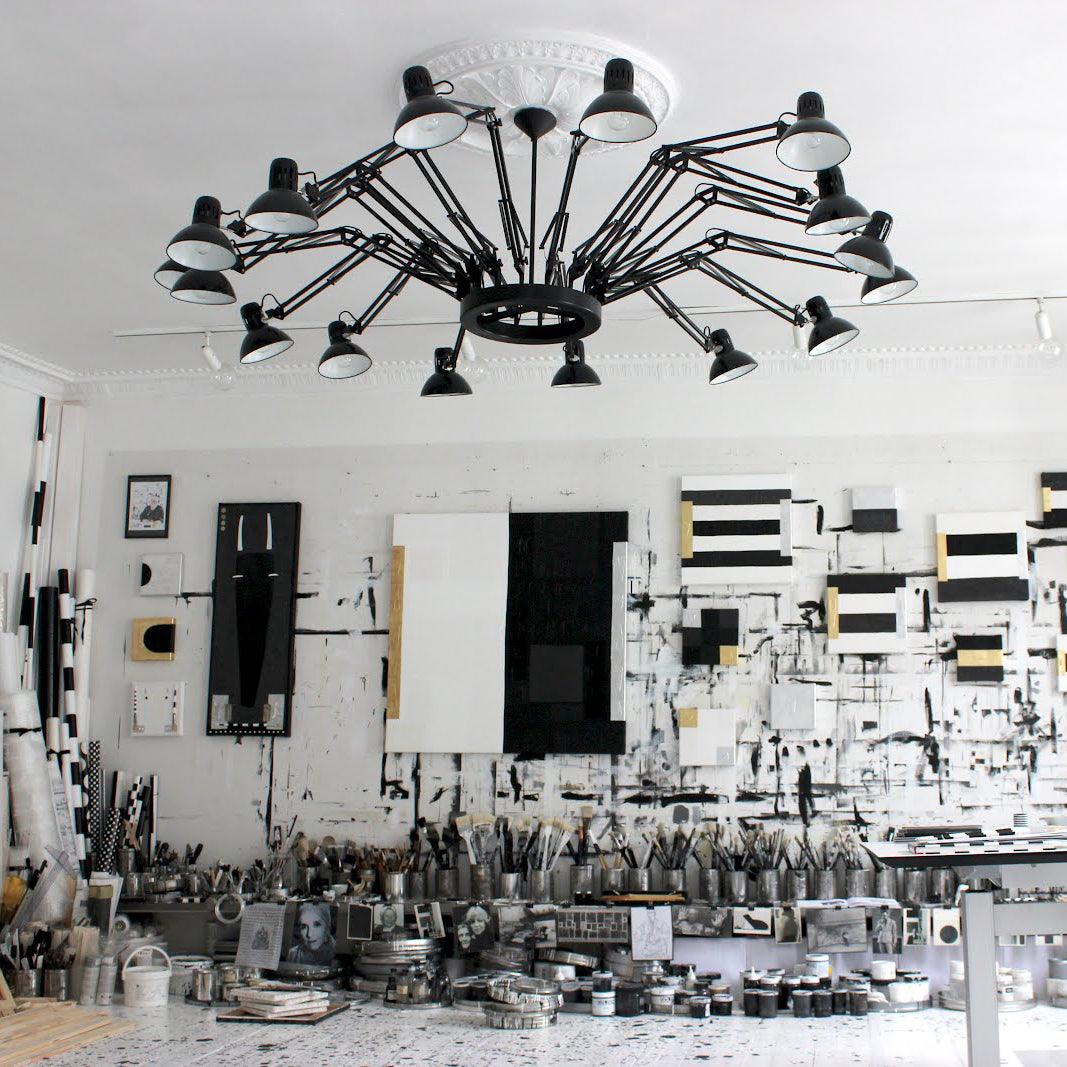 Contemporary Large Multi Head Crown Chandelier Adjustable Industrial Spider Ceiling Pendant Lamp