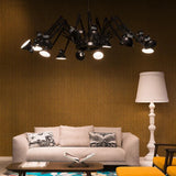 Contemporary Large Multi Head Crown Chandelier Adjustable Industrial Spider Ceiling Pendant Lamp