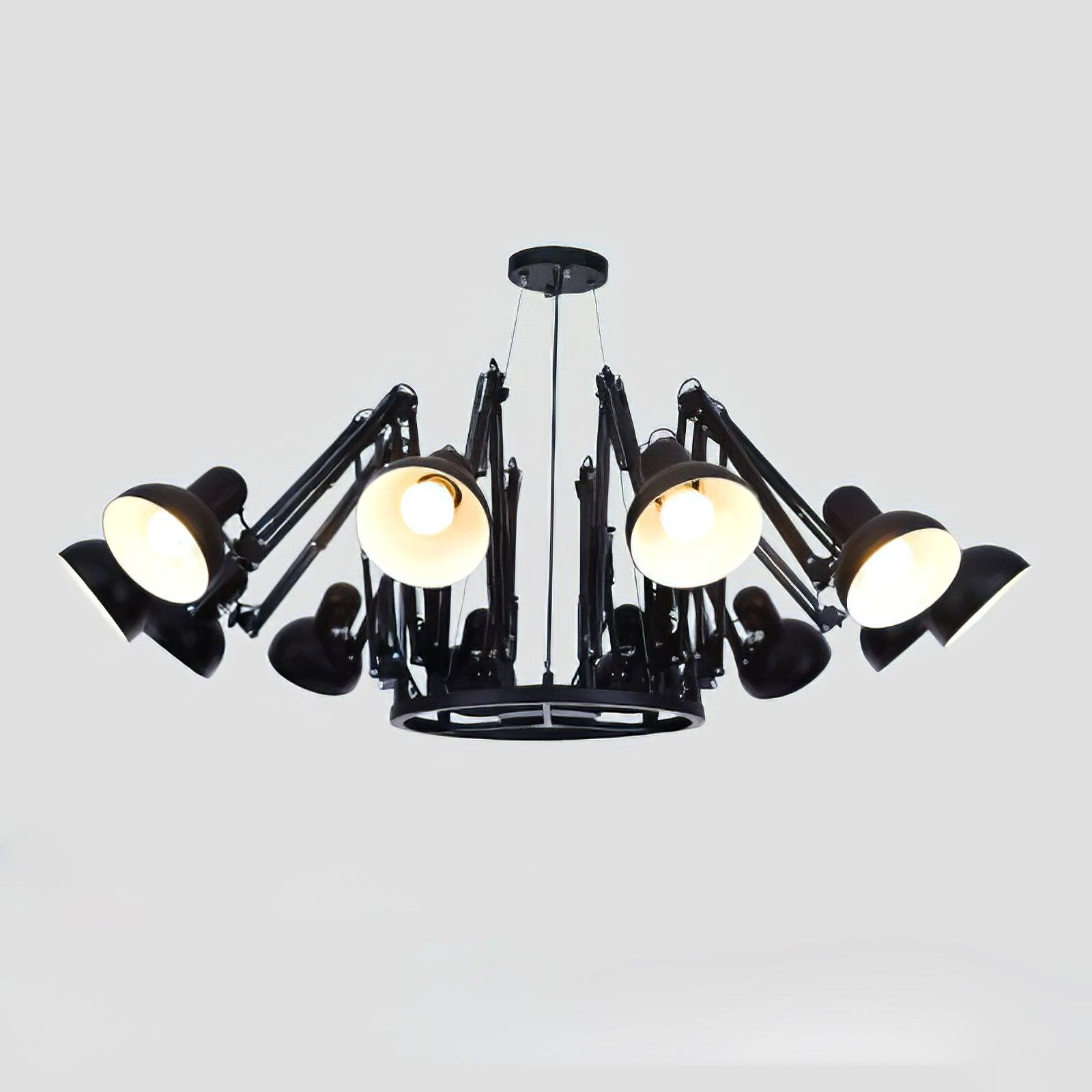 Contemporary Large Multi Head Crown Chandelier Adjustable Industrial Spider Ceiling Pendant Lamp