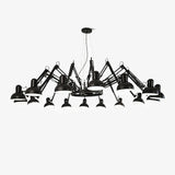 Contemporary Large Multi Head Crown Chandelier Adjustable Industrial Spider Ceiling Pendant Lamp