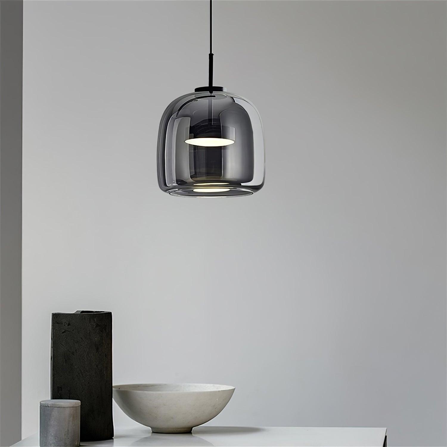 Contemporary Metro Sphere Smoked Glass Pendant Light LED Ceiling Fixture for Modern Kitchens
