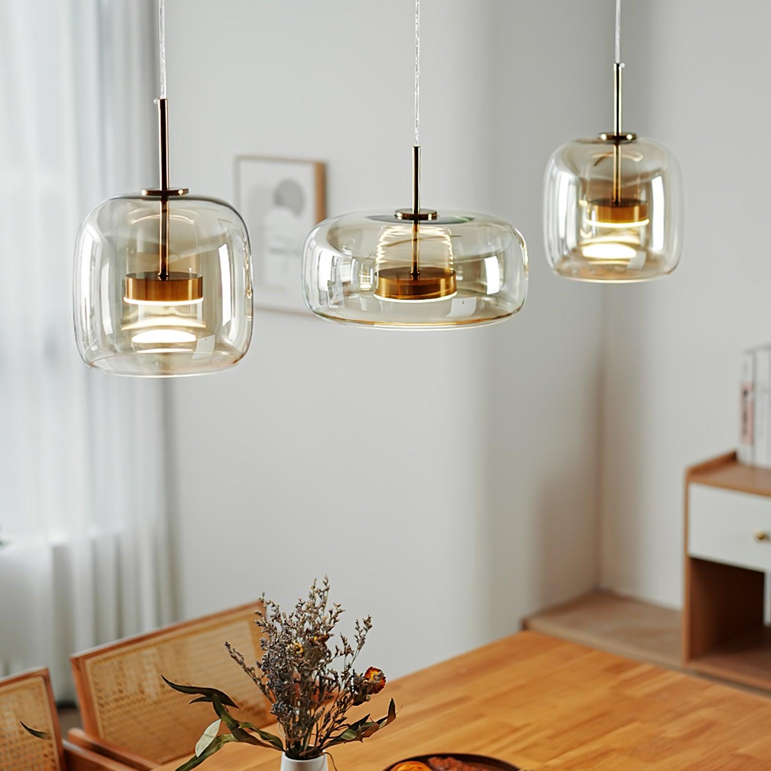 Contemporary Metro Sphere Smoked Glass Pendant Light LED Ceiling Fixture for Modern Kitchens