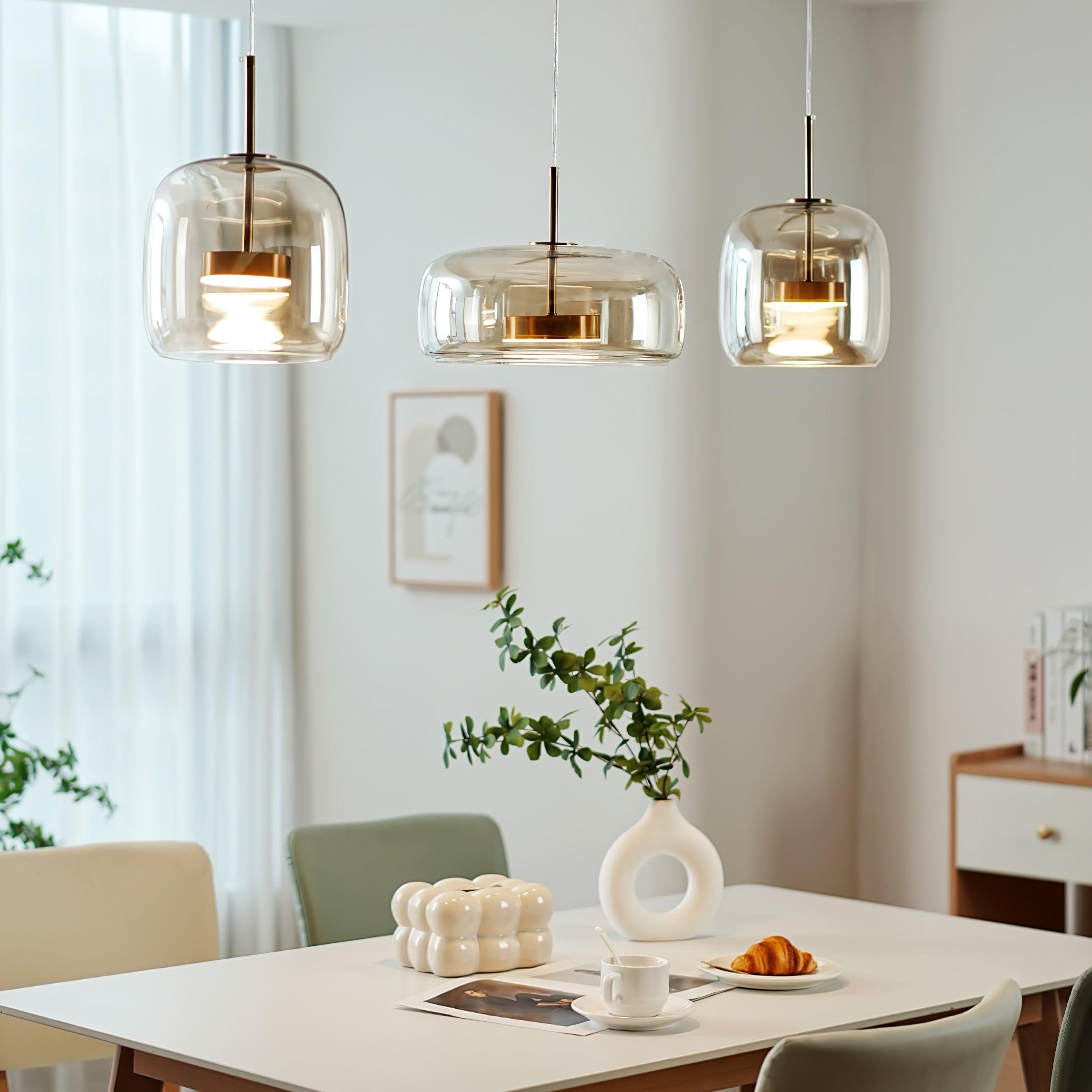 Contemporary Metro Sphere Smoked Glass Pendant Light LED Ceiling Fixture for Modern Kitchens