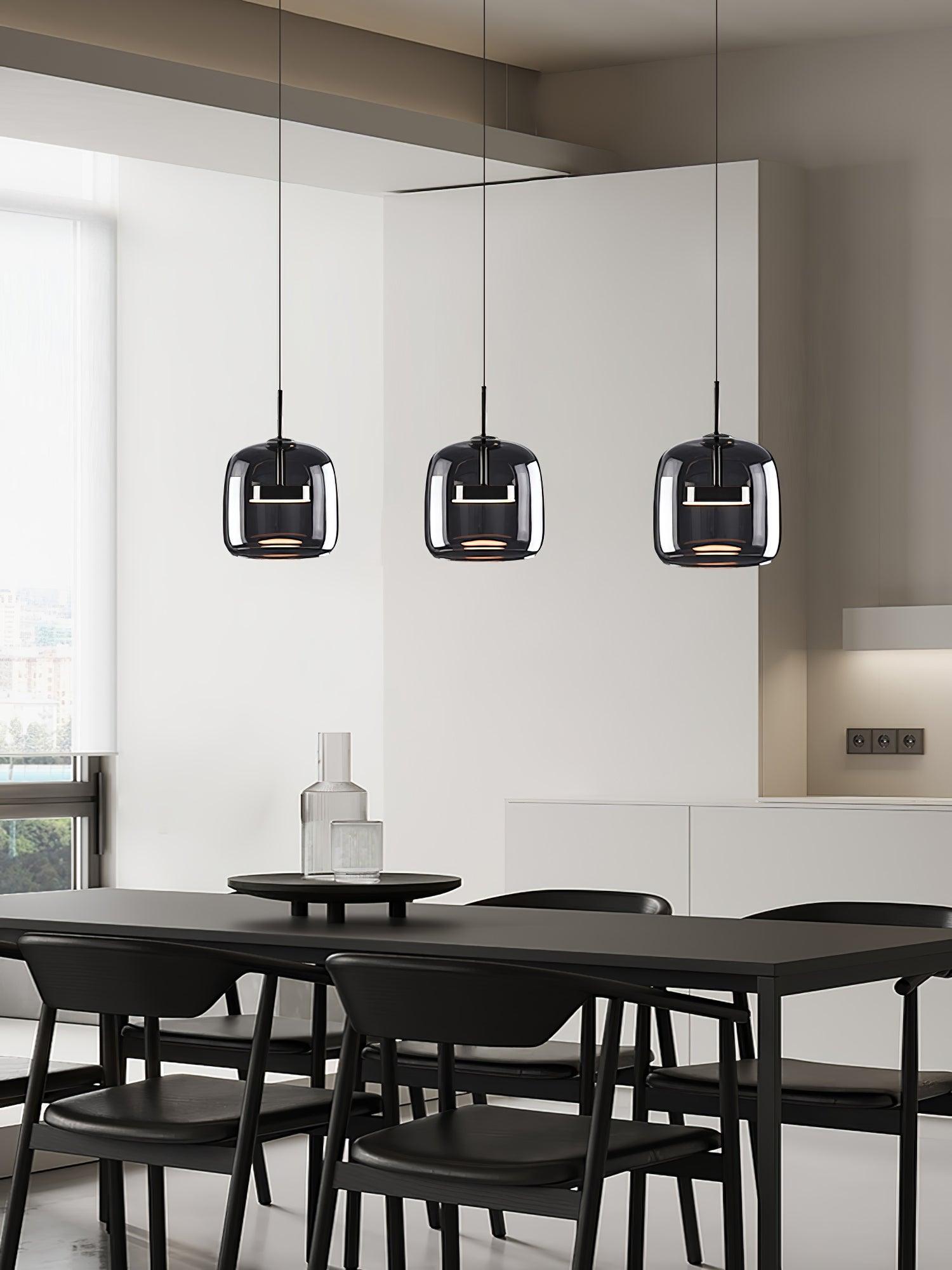 Contemporary Metro Sphere Smoked Glass Pendant Light LED Ceiling Fixture for Modern Kitchens