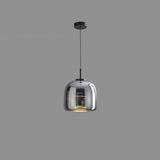 Contemporary Metro Sphere Smoked Glass Pendant Light LED Ceiling Fixture for Modern Kitchens