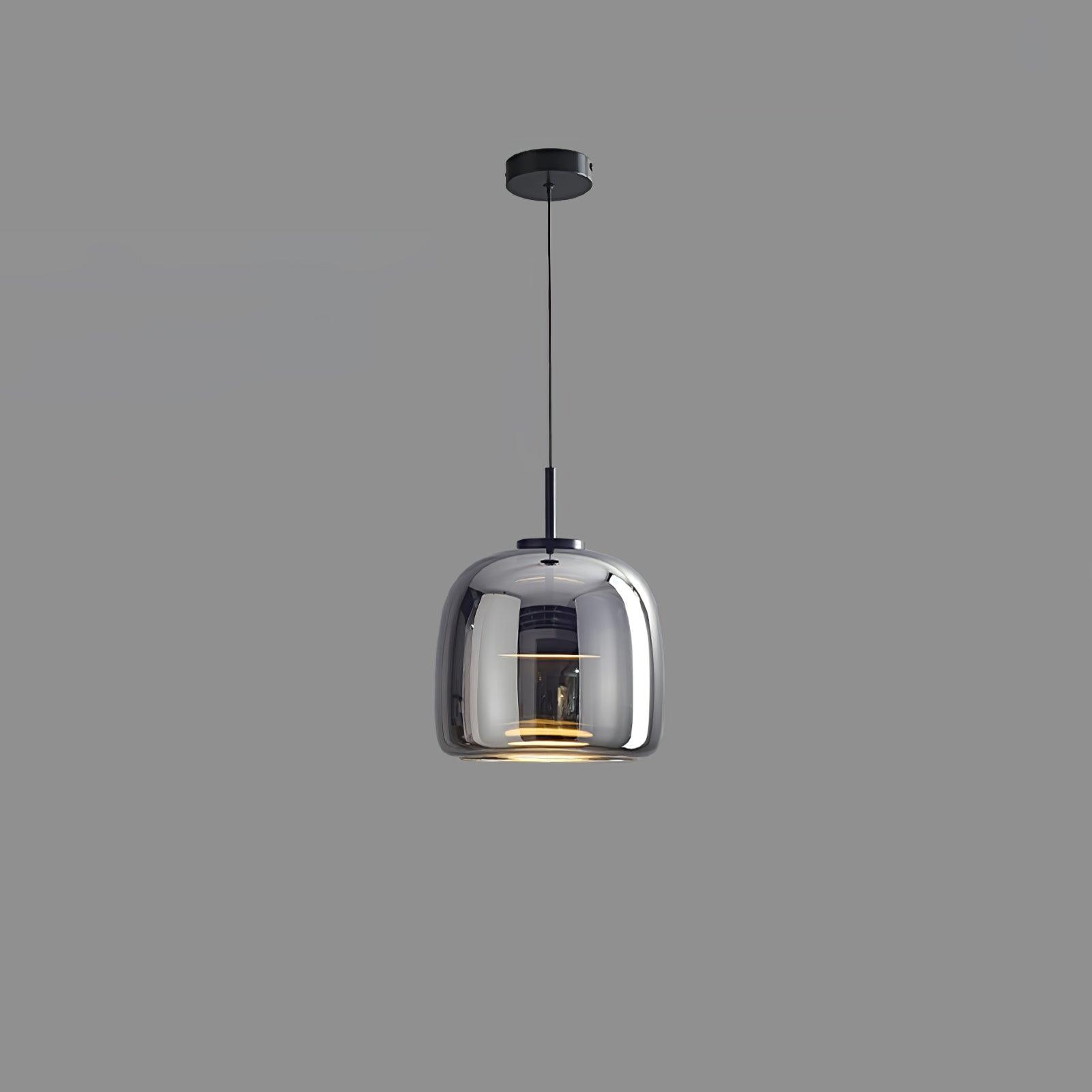 Contemporary Metro Sphere Smoked Glass Pendant Light LED Ceiling Fixture for Modern Kitchens