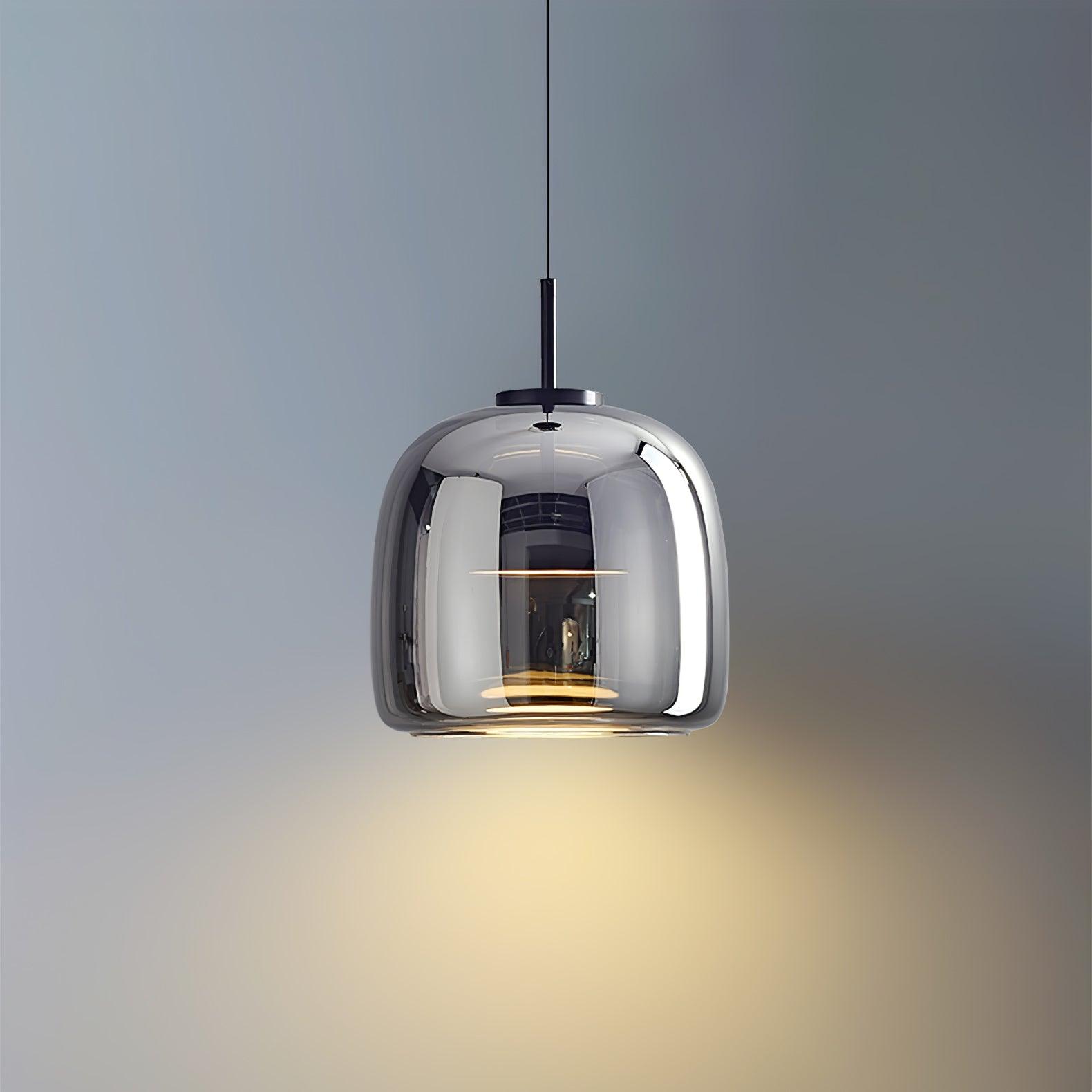 Contemporary Metro Sphere Smoked Glass Pendant Light LED Ceiling Fixture for Modern Kitchens