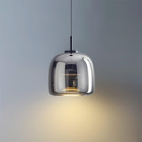 Contemporary Metro Sphere Smoked Glass Pendant Light LED Ceiling Fixture for Modern Kitchens