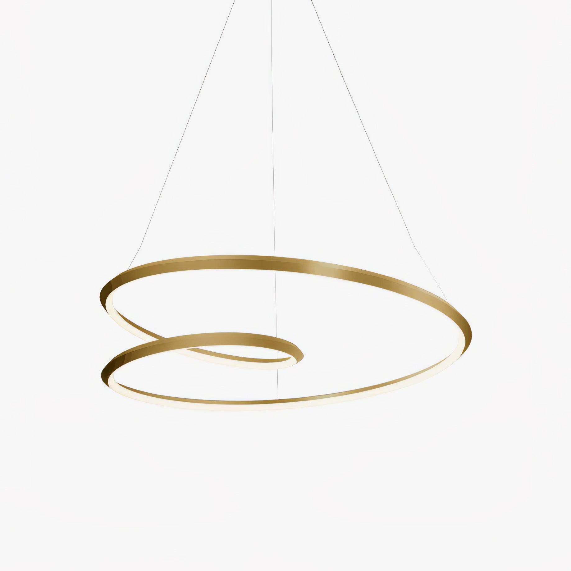 Contemporary Minimalist Crown LED Chandelier with Geometric Glass Loop and Aluminum Frame