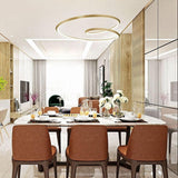 Contemporary Minimalist Crown LED Chandelier with Geometric Glass Loop and Aluminum Frame