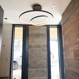 Contemporary Minimalist Crown LED Chandelier with Geometric Glass Loop and Aluminum Frame