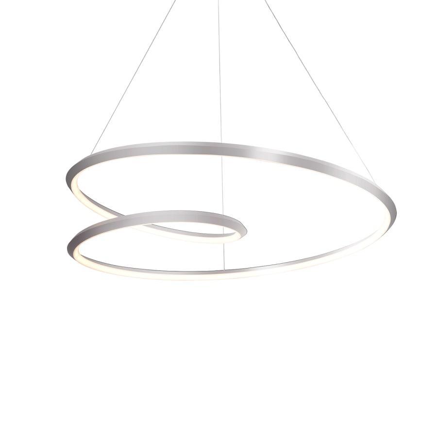 Contemporary Minimalist Crown LED Chandelier with Geometric Glass Loop and Aluminum Frame