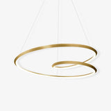 Contemporary Minimalist Crown LED Chandelier with Geometric Glass Loop and Aluminum Frame