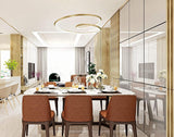 Contemporary Minimalist Crown LED Chandelier with Geometric Glass Loop and Aluminum Frame