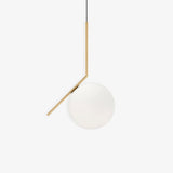 Contemporary Minimalist Equilibrium Glass Globe Pendant Light with Brass and Black Finishes
