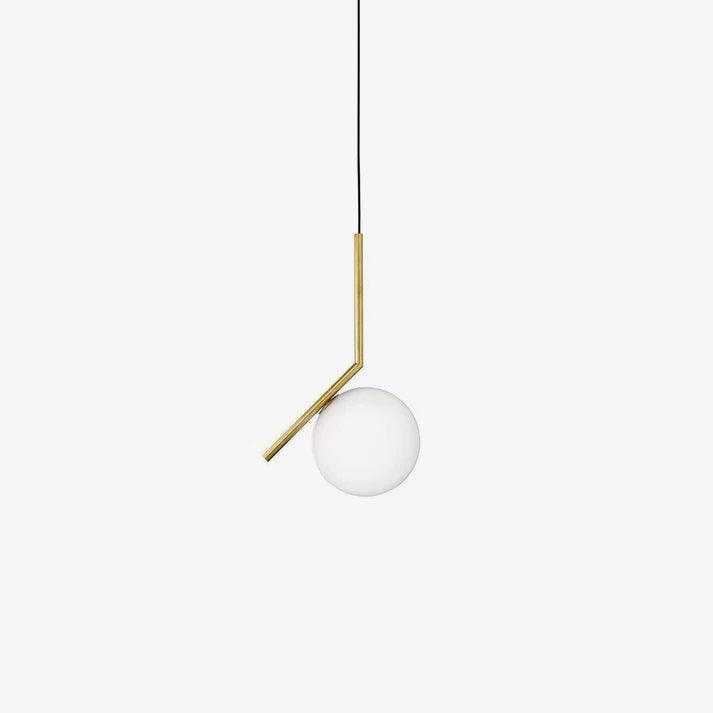 Contemporary Minimalist Equilibrium Glass Globe Pendant Light with Brass and Black Finishes