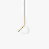 Contemporary Minimalist Equilibrium Glass Globe Pendant Light with Brass and Black Finishes